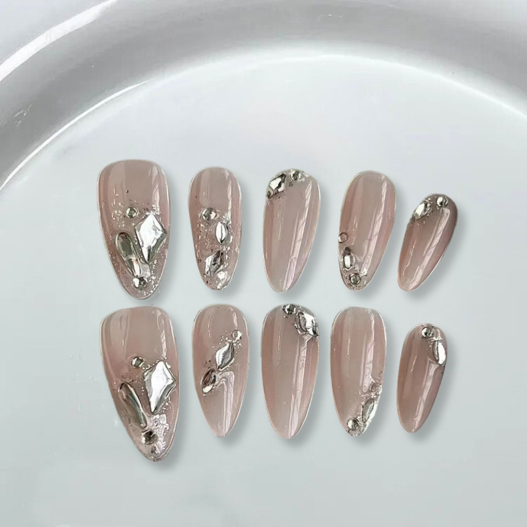 Noble Diamond Pink Almond nails-YL015