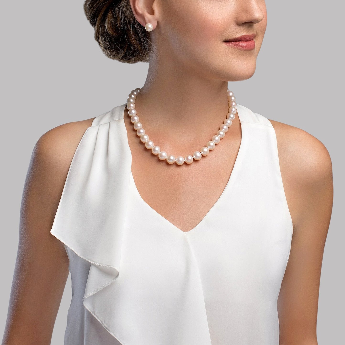 White Freshwater Pearl Necklace with AAA Quality Pearls 2