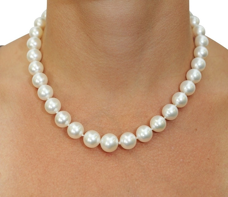 White South Sea Round Pearl Necklace, 10.0-11.9mm - AAA Quality