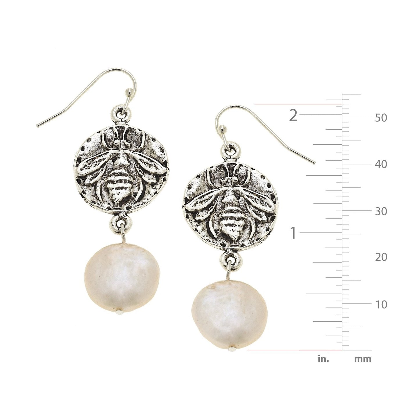 Bee Intaglio and Pearl Drop Earrings