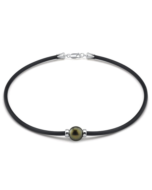 Black Tahitian Pearl Rubber Necklace for Stylish Look