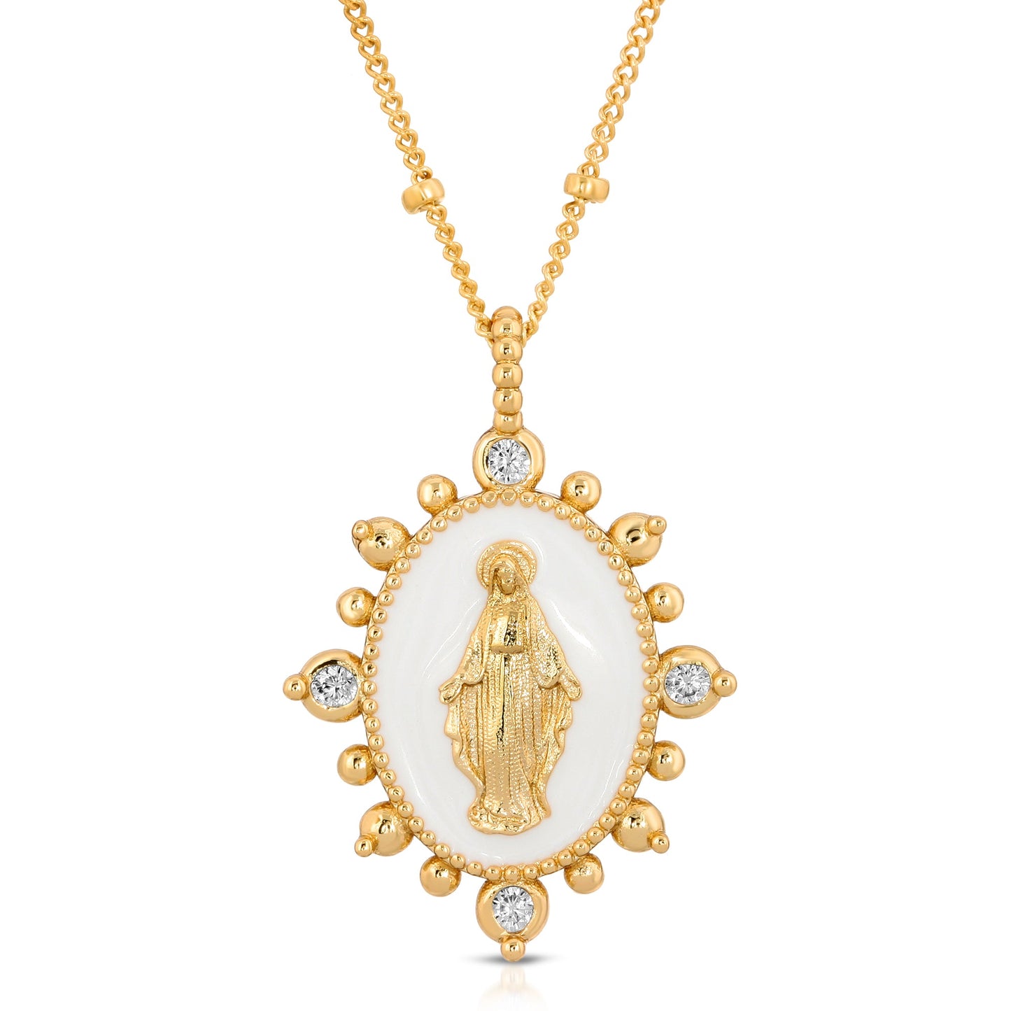 White Lady Lourdes Pendant Necklace