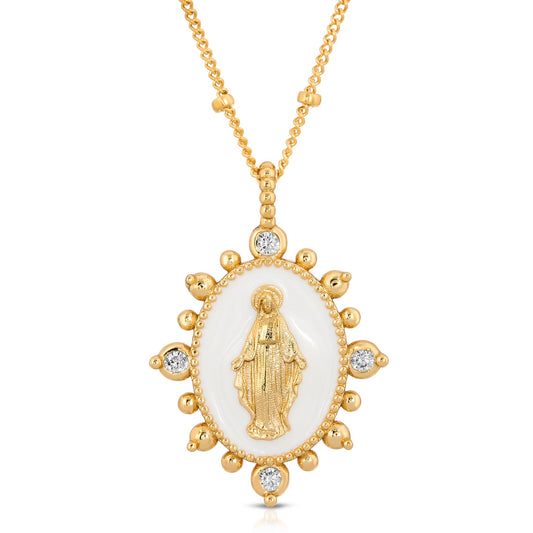 White Lady Lourdes Pendant Necklace Design