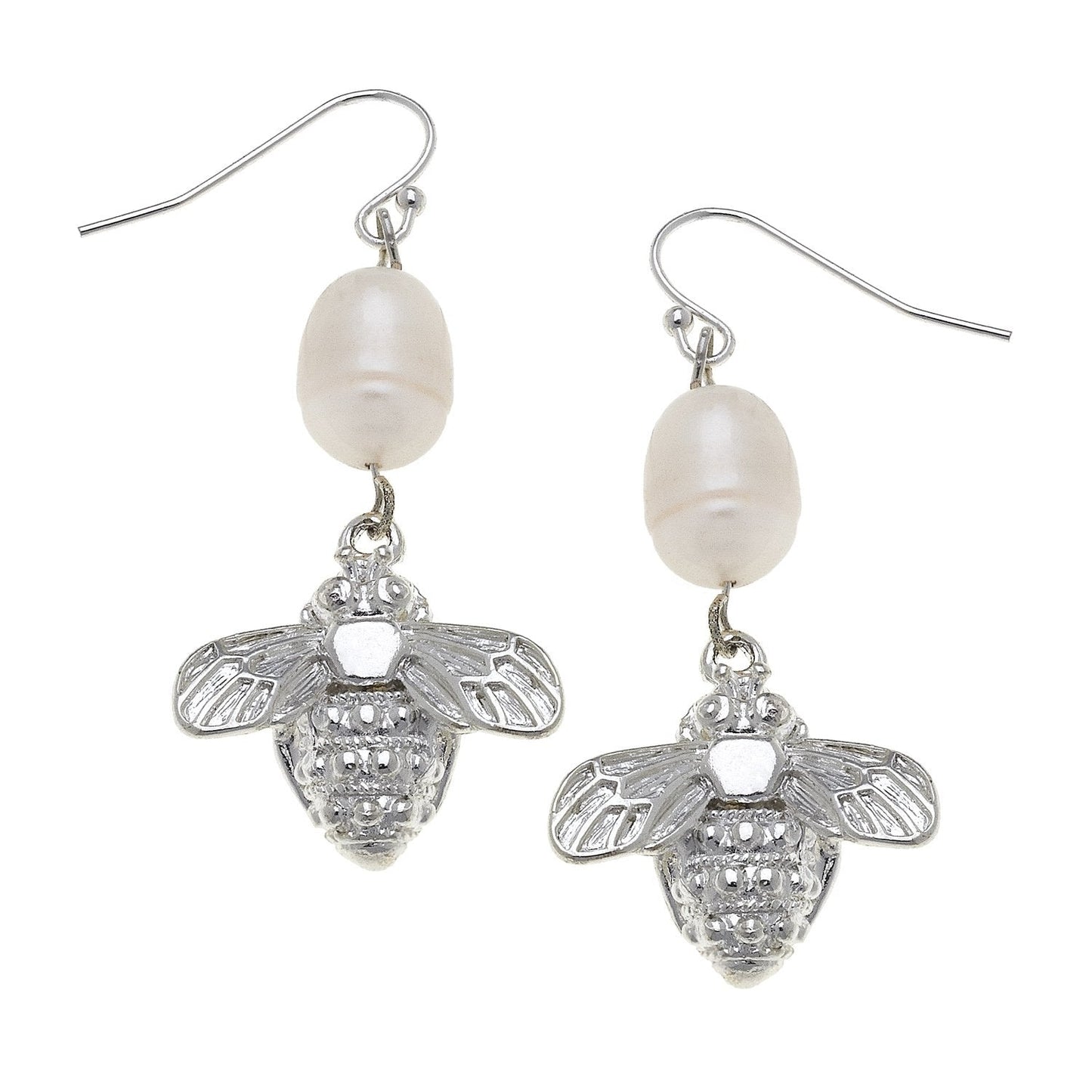 Bee and Pearl Wire Drop Earrings Design