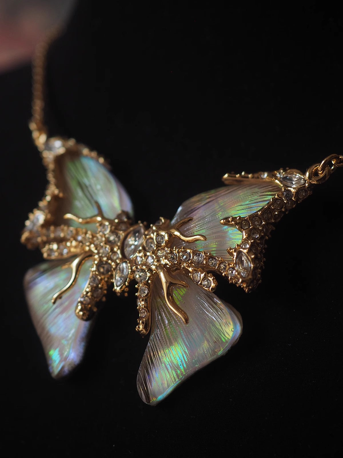 Western Antique Design Niche Designer Vintage Butterfly Necklace Full Diamond Qingdao Zhonggu Heavy Industry vintage