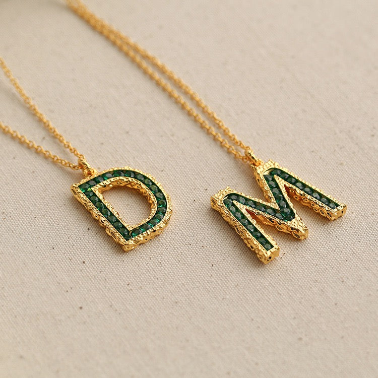 Zirconia Necklace with 26 Green Letters