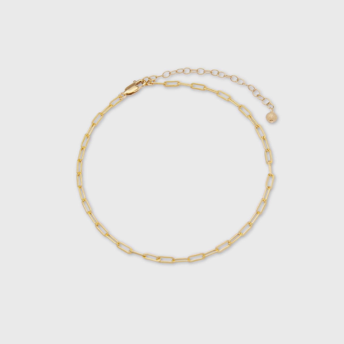 delicate paperclip-style anklet in silver