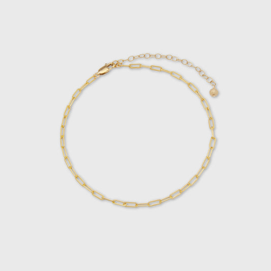 delicate paperclip-style anklet in silver