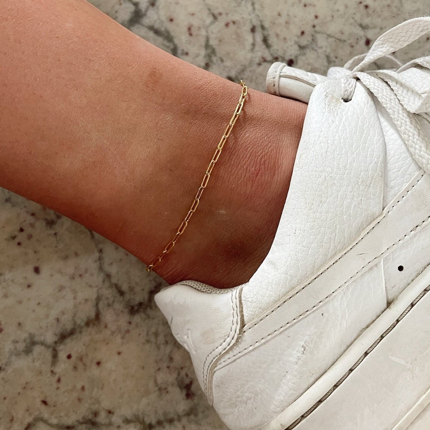 Stylish Paperclip Design Anklet in Silver