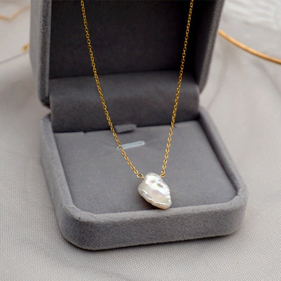 Baroque Pearl Pendant with Petal Design