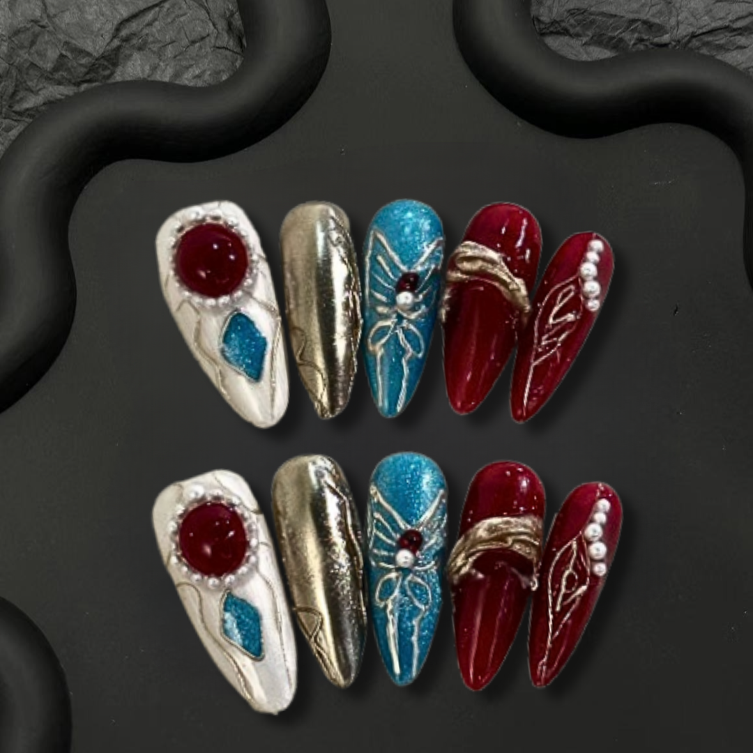 Baroque Butterfly Almond nails-YL005