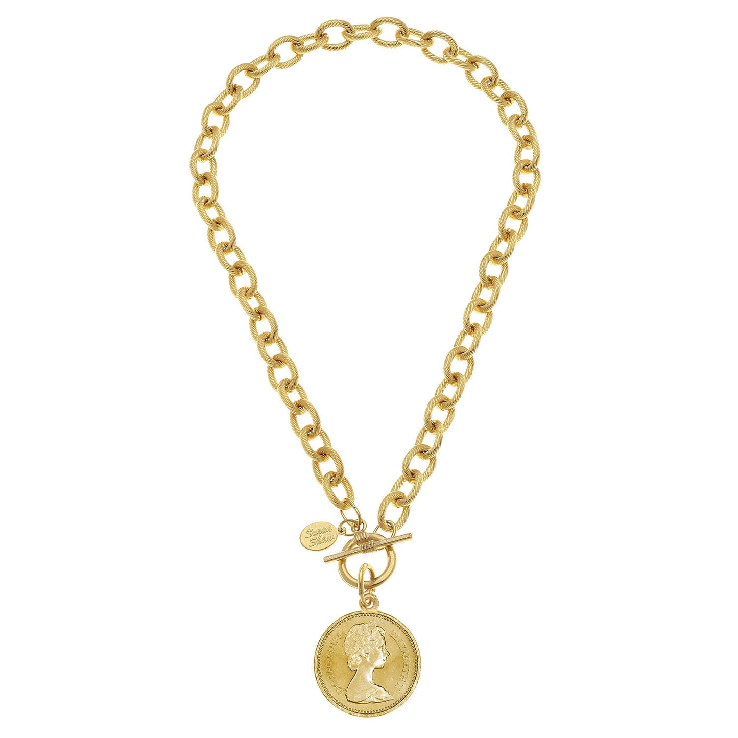 Coin Toggle Necklace with Queen Design