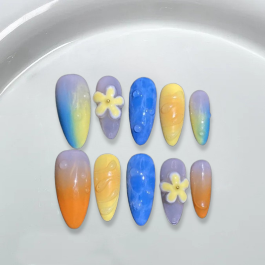 Hawaiian Garden Almond Nails-XHS299