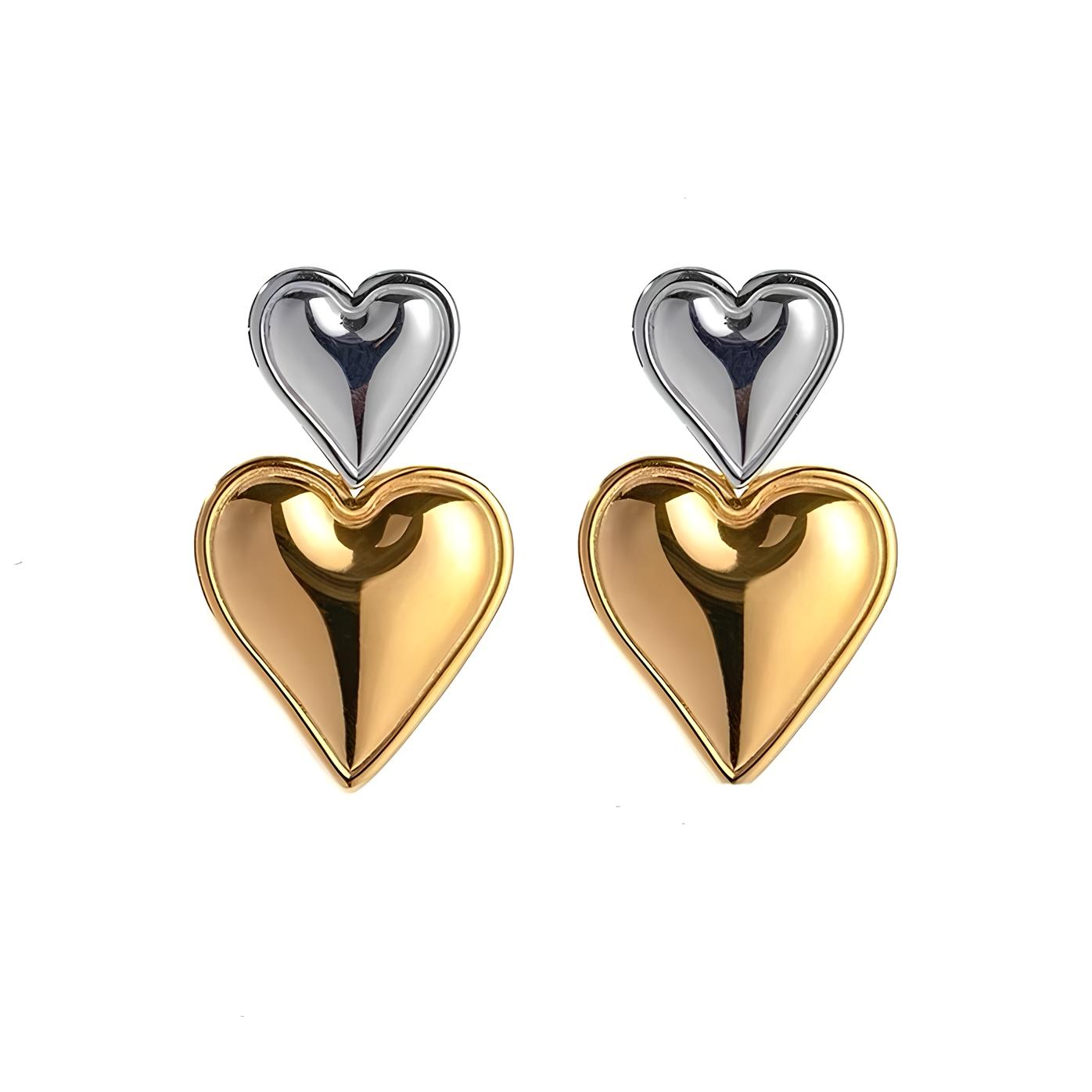 Textured Heart Design Drop Earrings