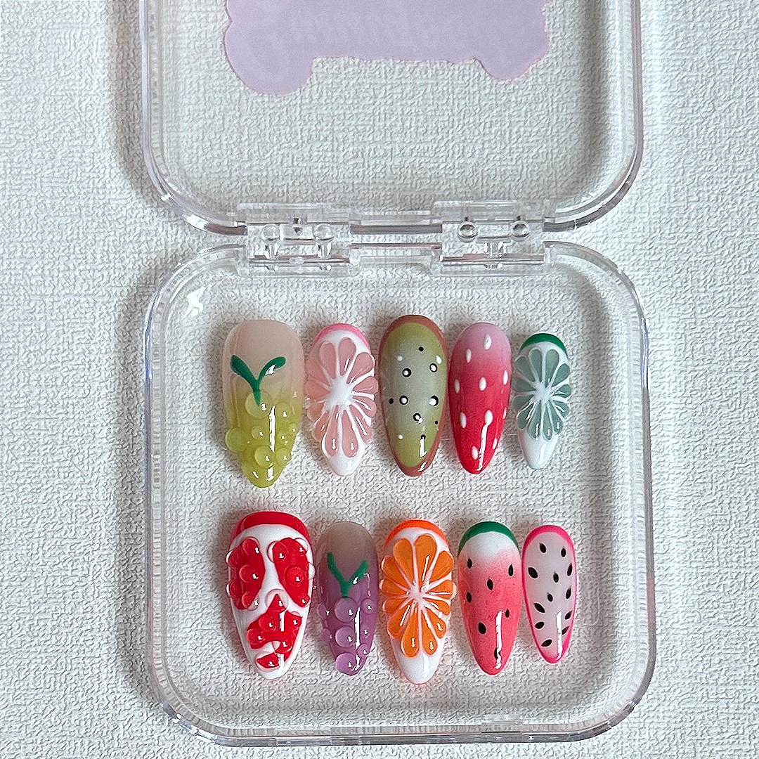 Summer 3D Fruits Almond Nails-XHS369