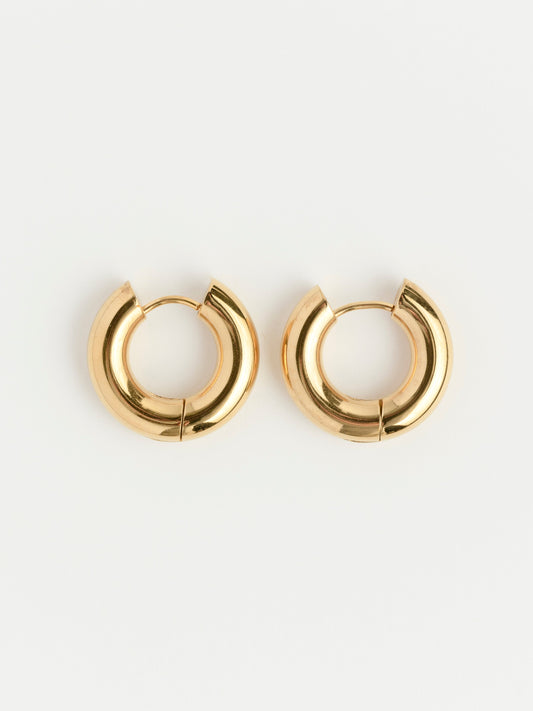 Gold Round Huggie Earrings Design