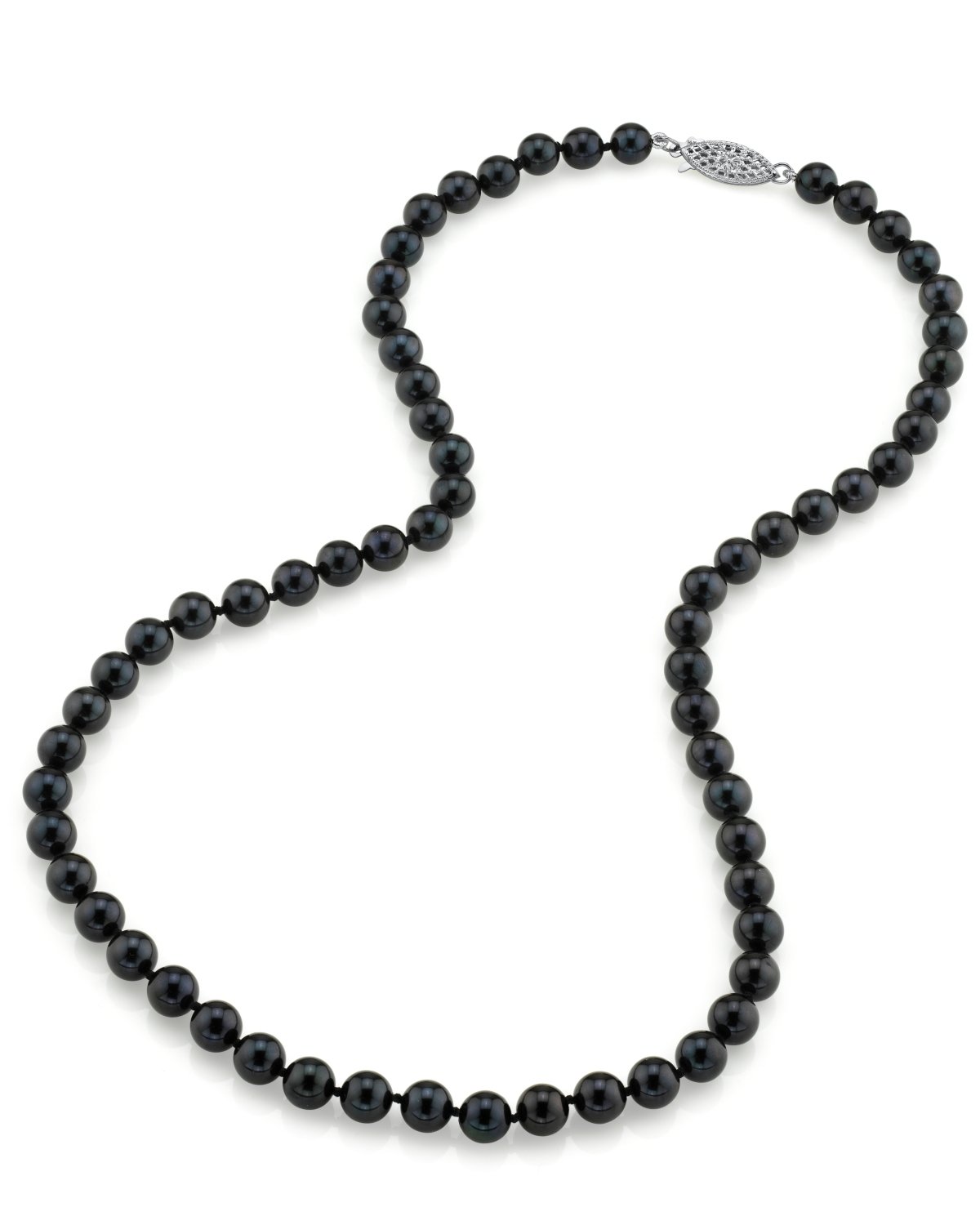 Black Japanese Akoya Pearl Necklace, 6.0-6.5mm - AA+ Quality