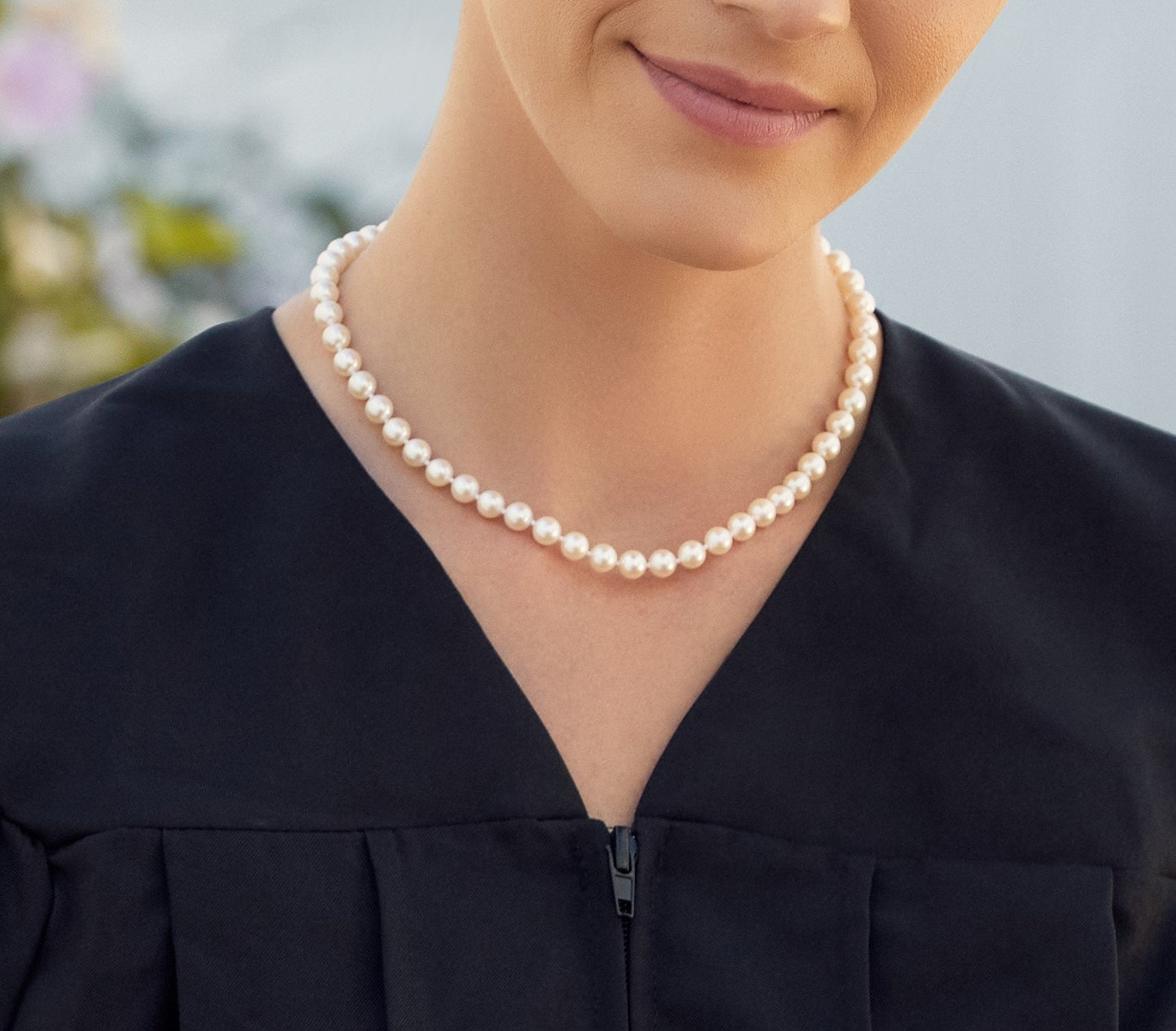 AA+ White Japanese Akoya Pearl Necklace 6.5-7.0mm