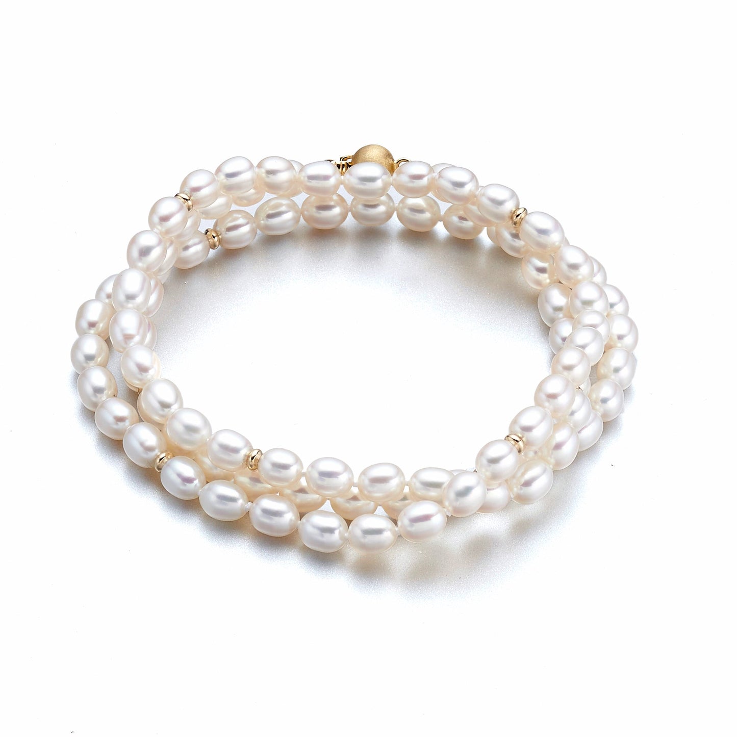 White Pearl and Gold Wrap Bracelet for Women