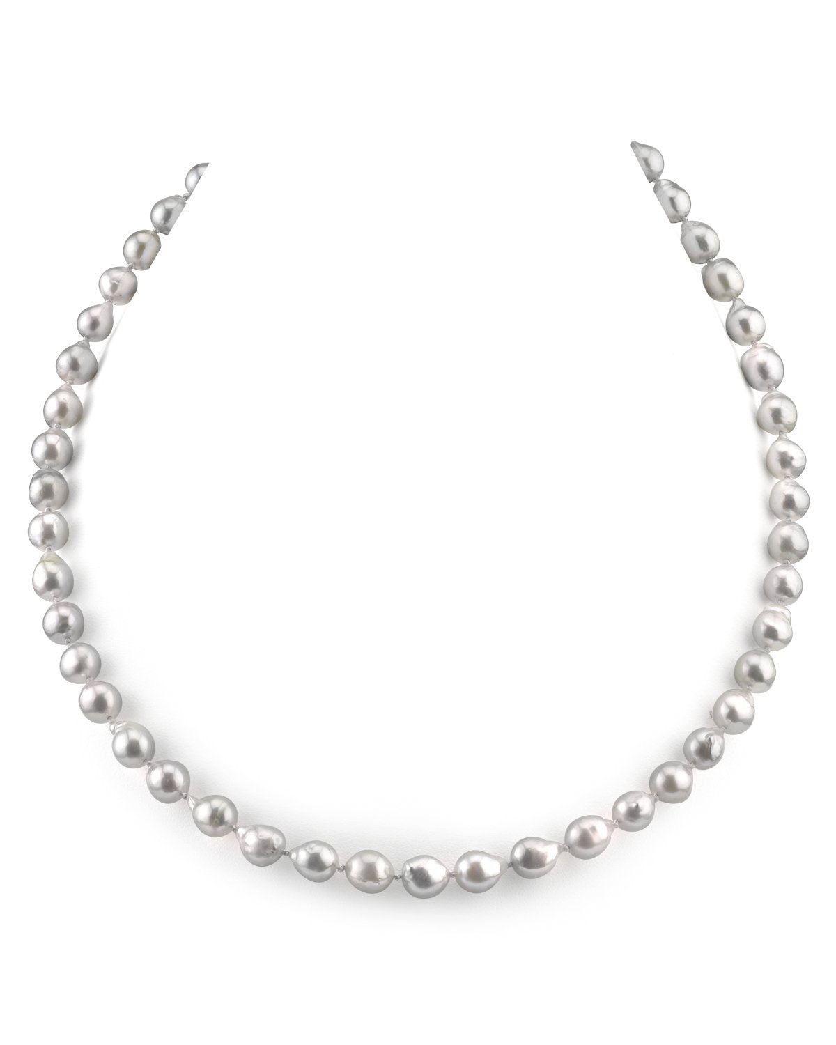 Baroque Akoya Pearl Necklace in Silver 8.0-8.5mm