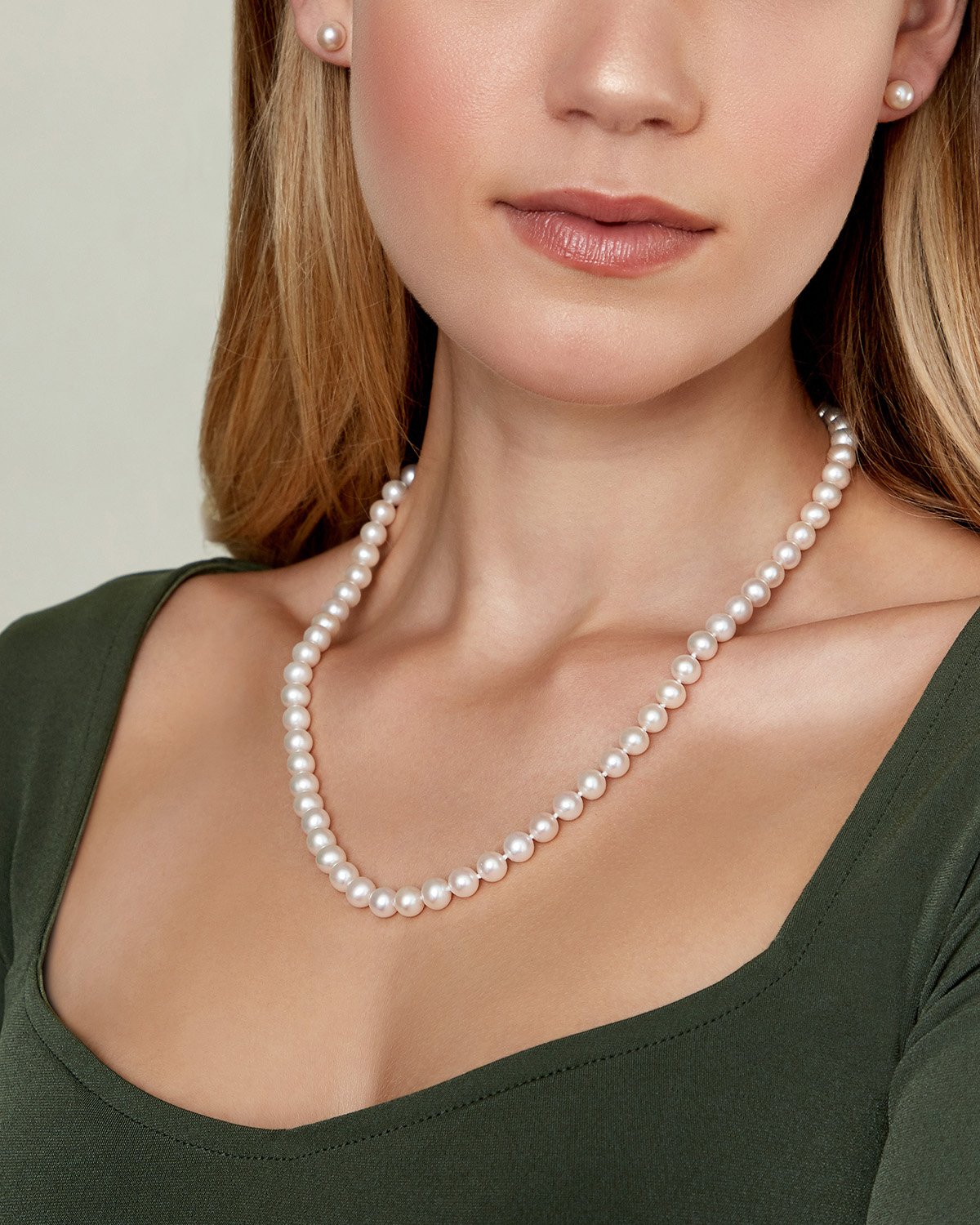 7.0-7.5mm White Freshwater Pearl Necklace - AAAA Quality