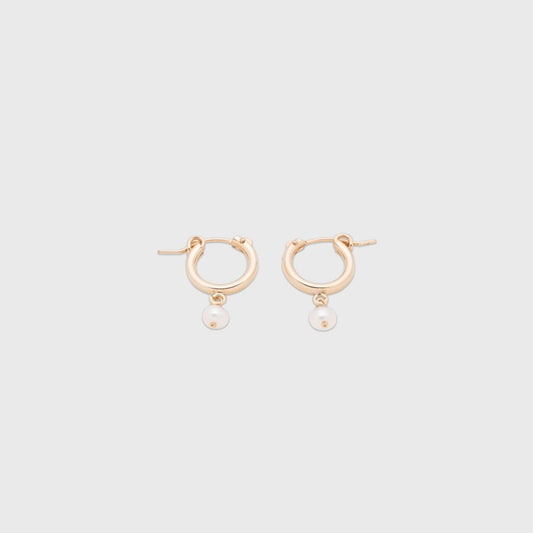 Mini Pearl Hoop Earrings 13mm