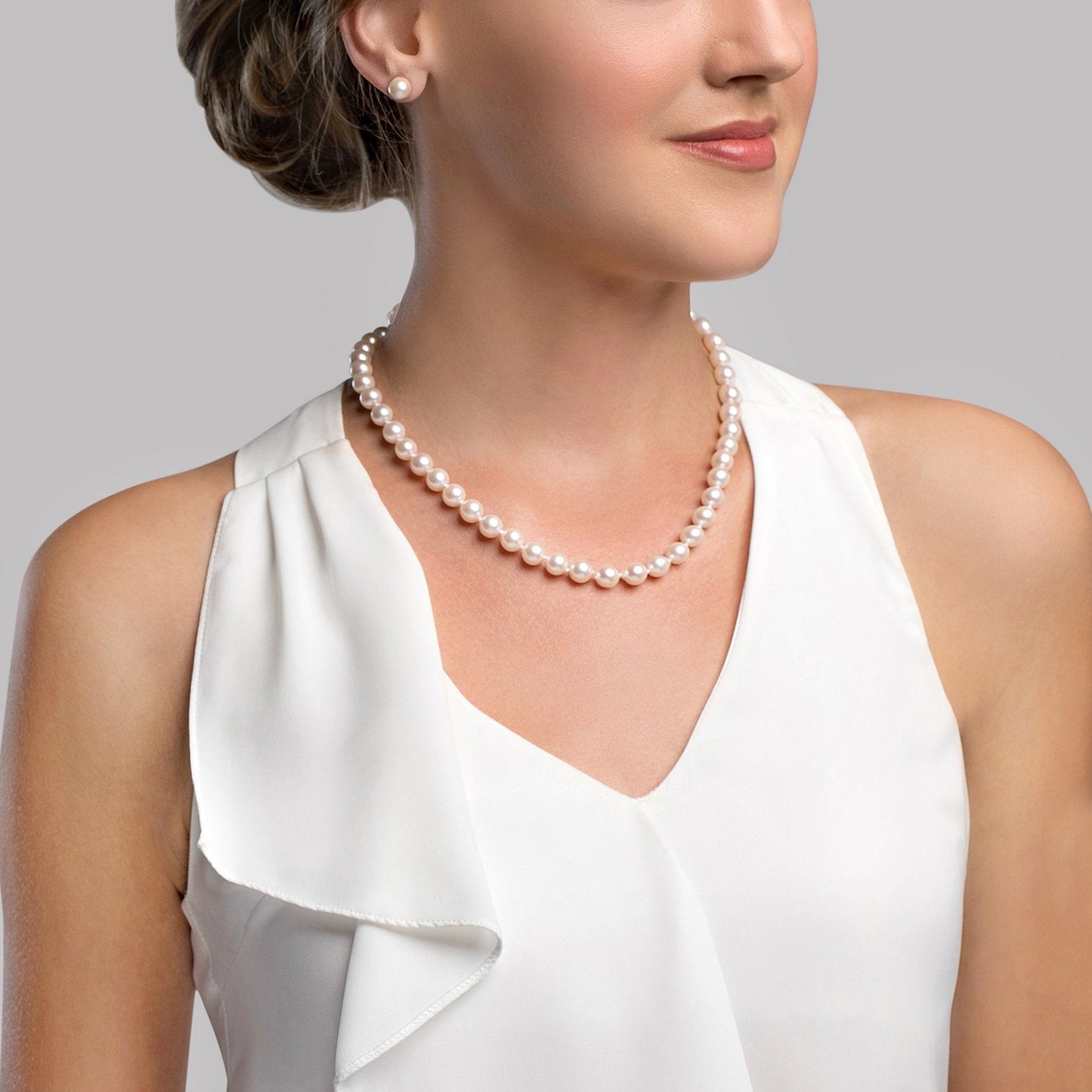 White Japanese Akoya Pearl Necklace, 8.5-9.0mm - AA+ Quality