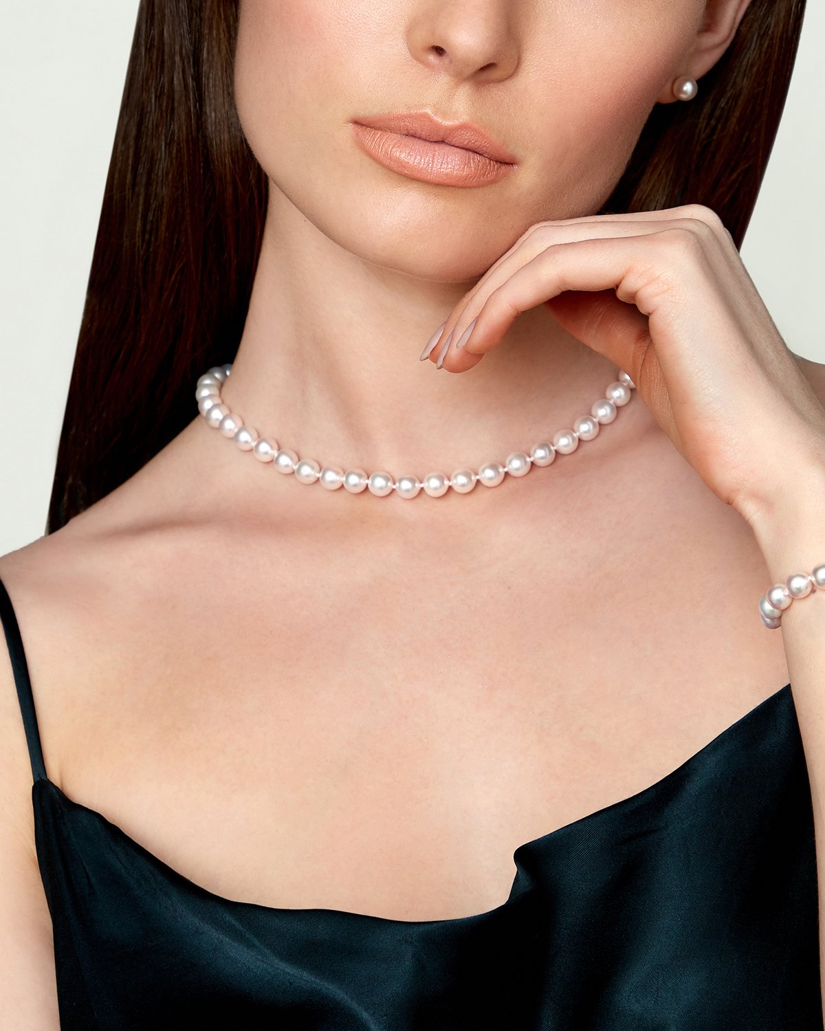 White Japanese Akoya Pearl Necklace, 8.0-8.5mm - AAA Quality