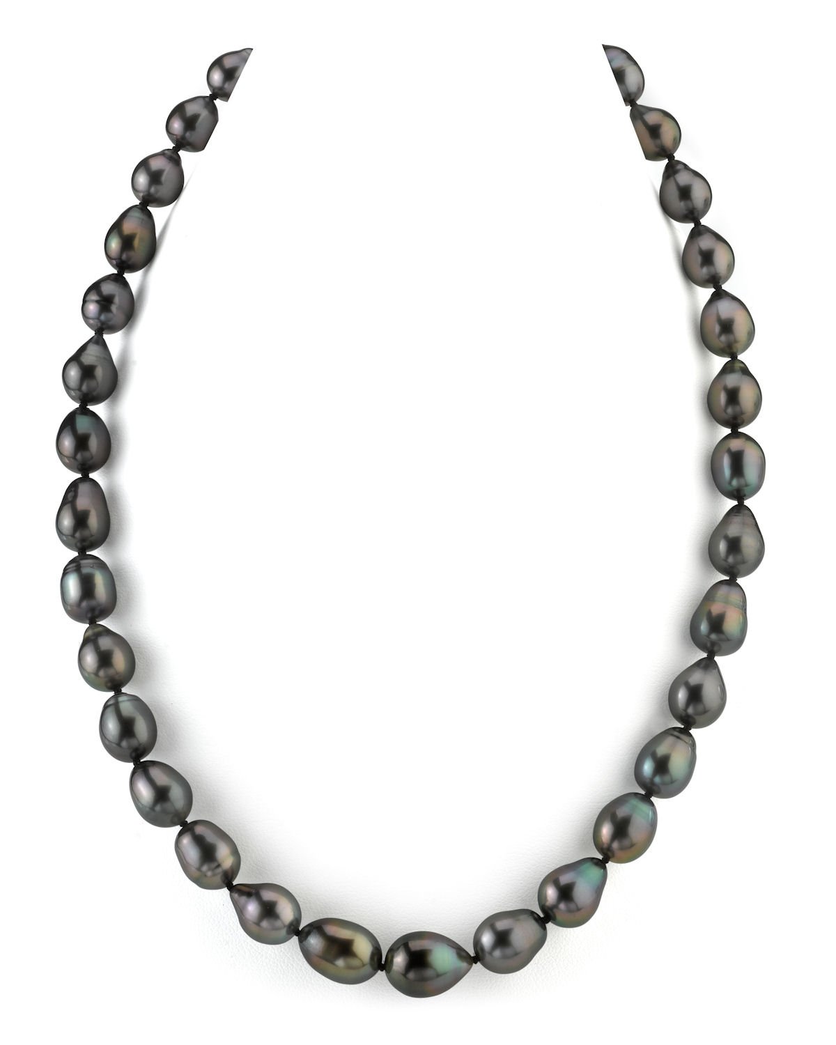 Black Tahitian Drop-Shape Pearl Necklace, 8.0-10.0mm - AAAA Quality