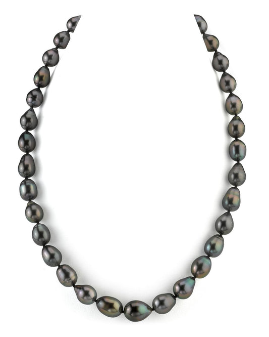 Black Tahitian Drop Shape Pearl Necklace 8-10mm