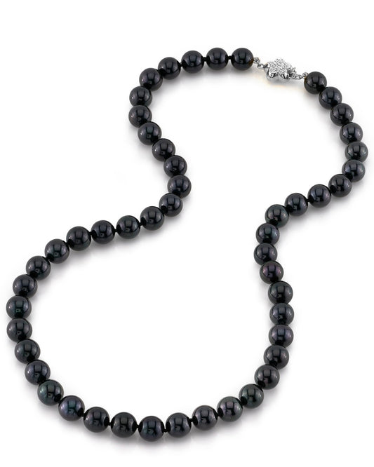 Black Akoya Pearl Necklace in 8.0 to 8.5mm Size