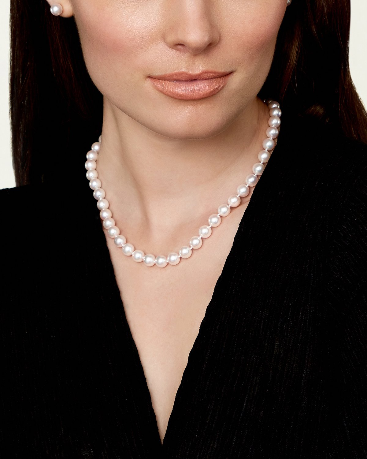 White Japanese Akoya Pearl Necklace, 8.5-9.0mm - AA+ Quality