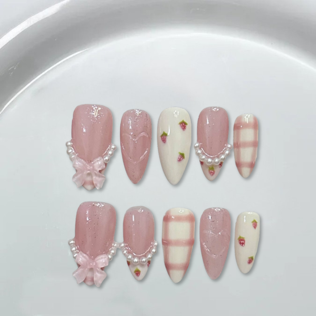 Cute pink strawberry pearl French-XHS501