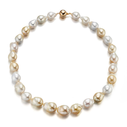 Baroque White and Golden South Sea Pearl Necklace