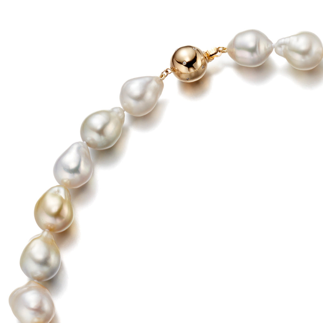 Baroque White and Golden South Sea Pearl Necklace