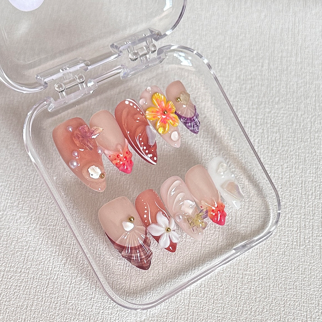 Sweet Summer Garden Almond nails-XHS631