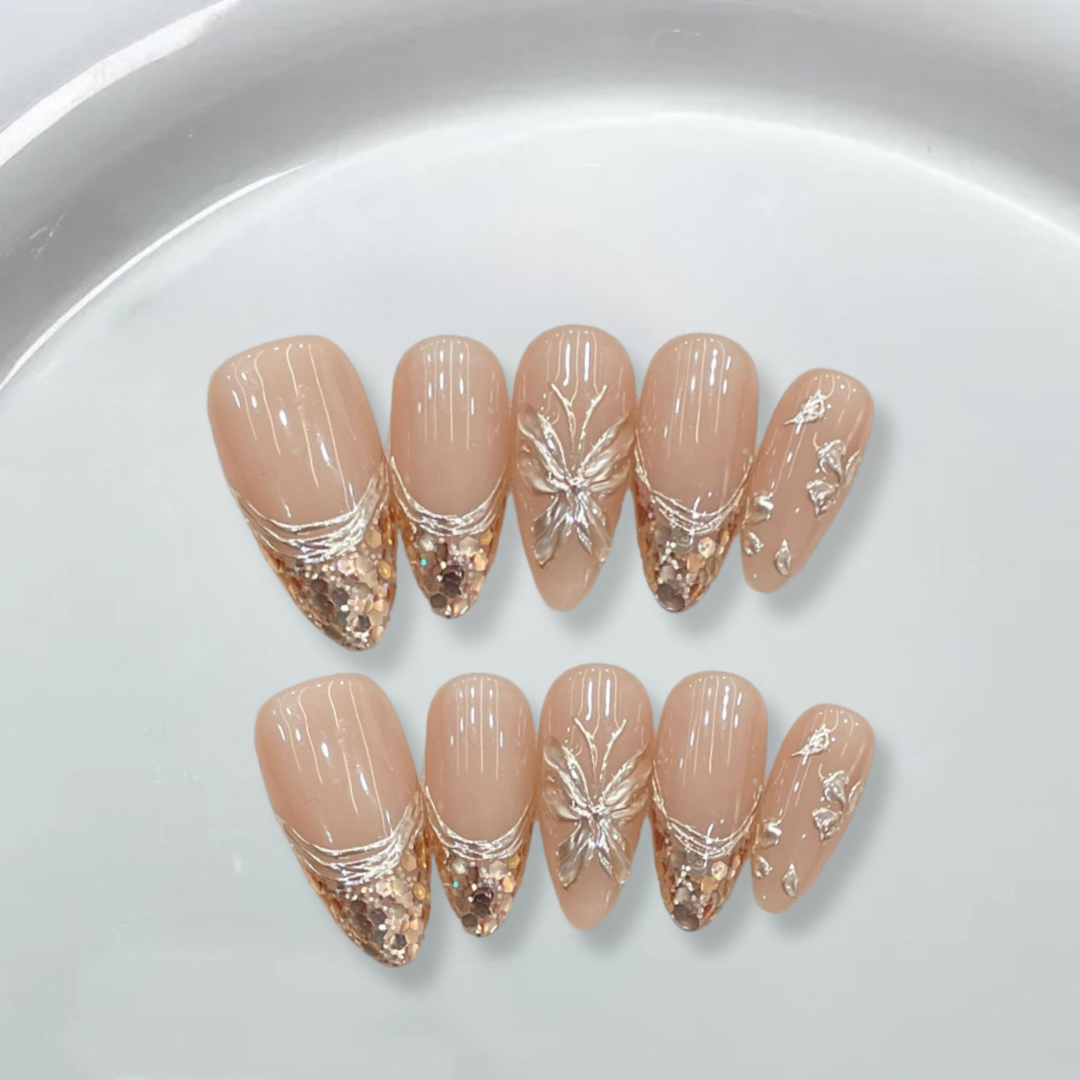 Sparkling golden French hand-painted butterfly-XHS465