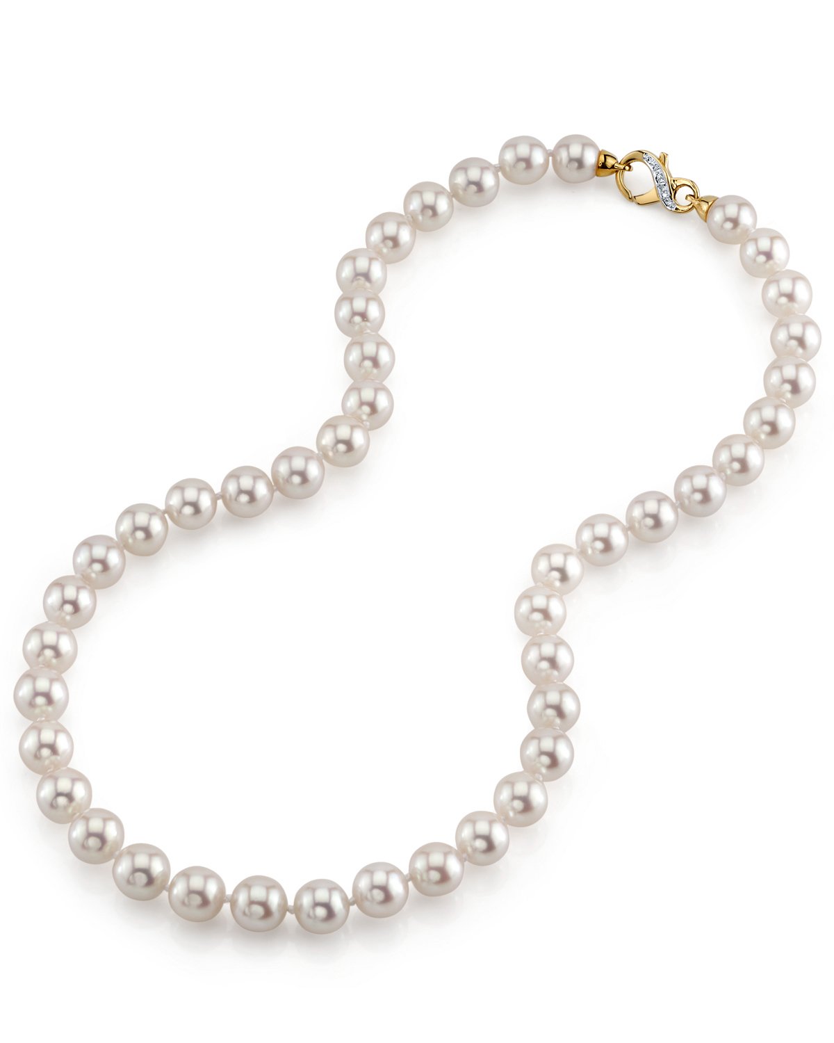 White Japanese Hanadama Akoya Pearl Necklace, 9.0-9.5mm