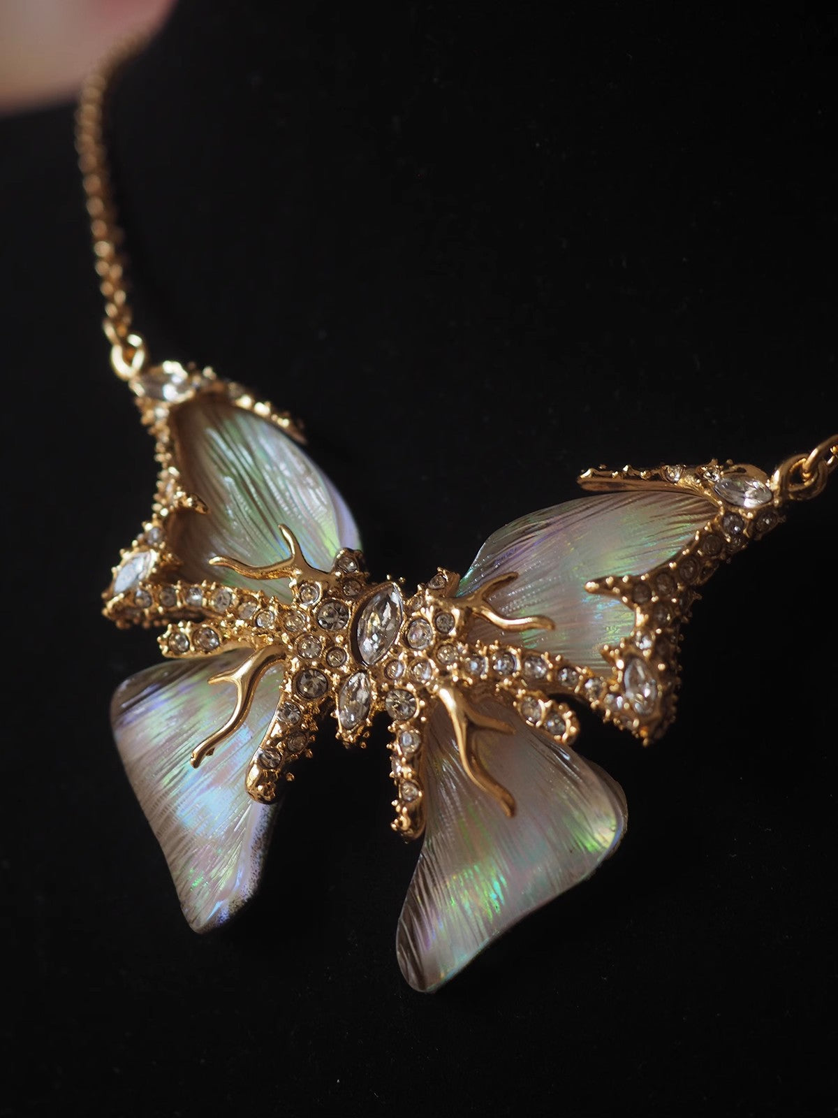 Western Antique Design Niche Designer Vintage Butterfly Necklace Full Diamond Qingdao Zhonggu Heavy Industry vintage