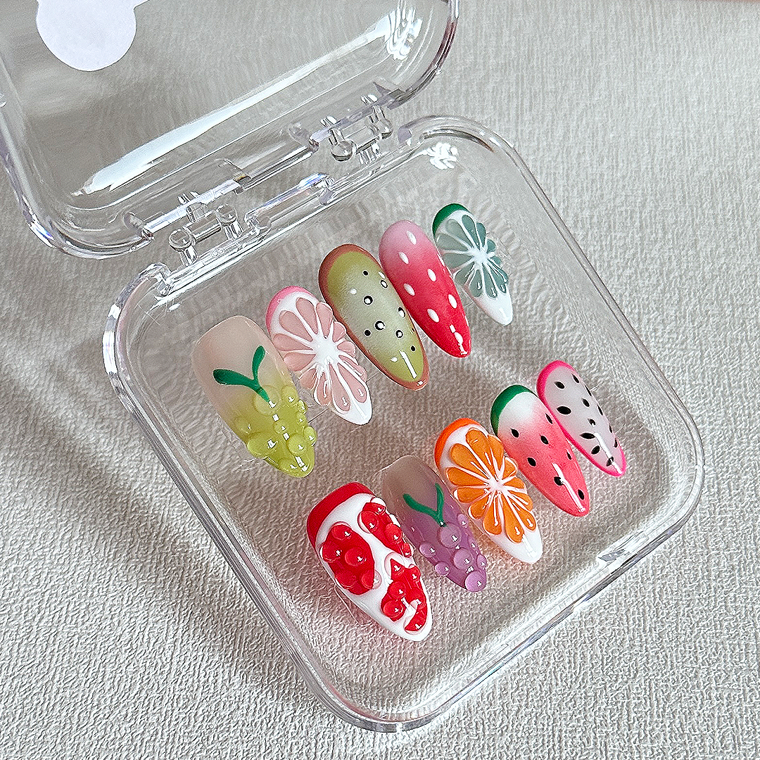 Summer 3D Fruits Almond Nails-XHS369