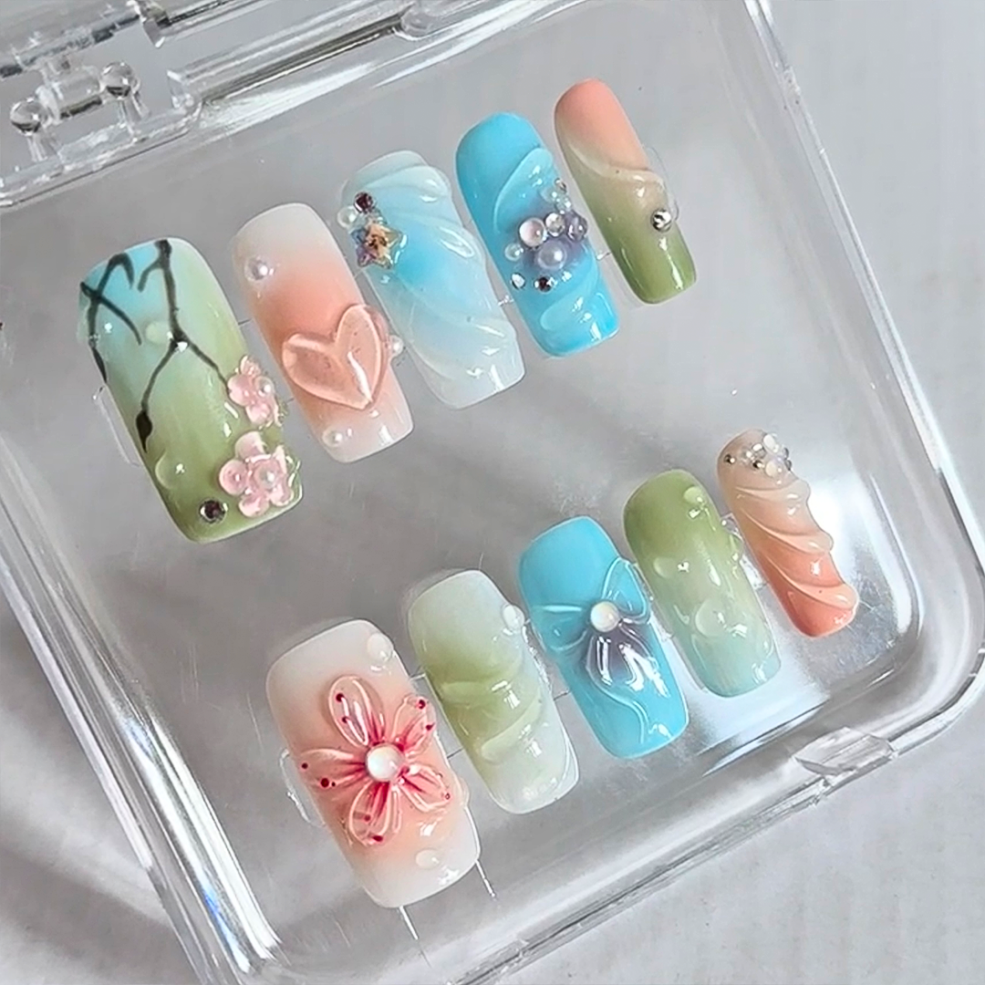 Monet Garden Square Nails-XHS548