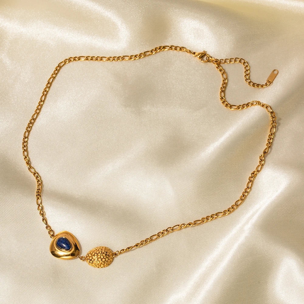 Lapis and Gold Triangle Necklace Design