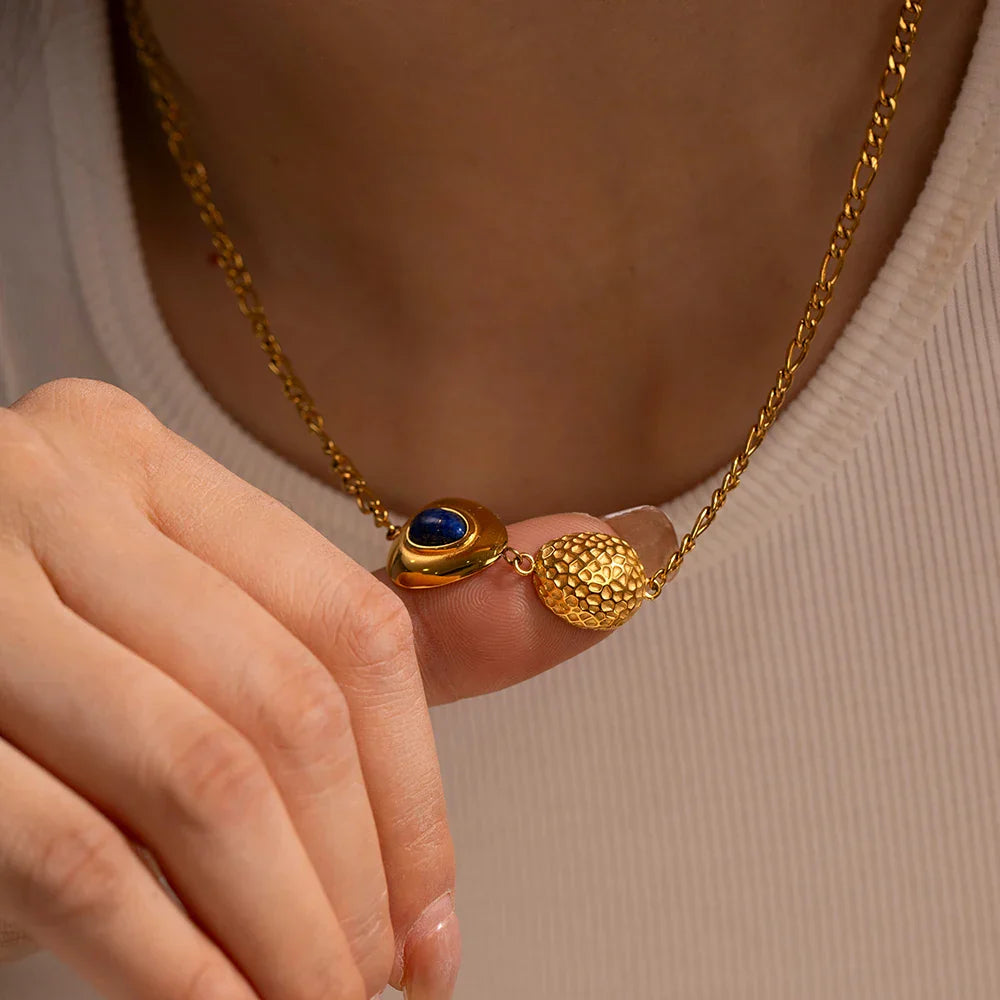 Lapis and Gold Triangle Necklace Design