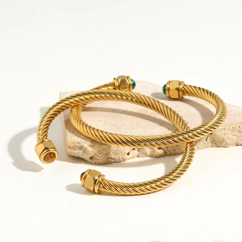 Twisted Gold Bangle Bracelet for Women