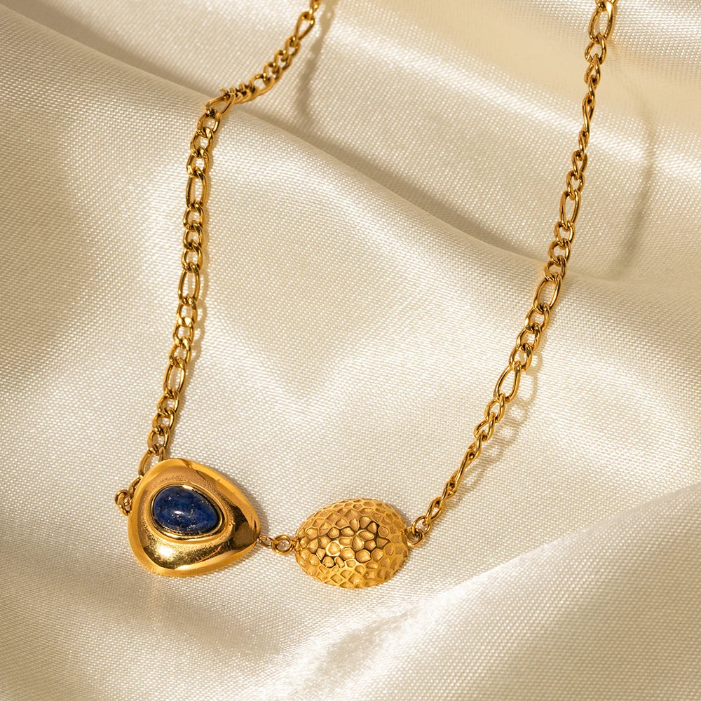 Lapis and Gold Triangle Necklace Design