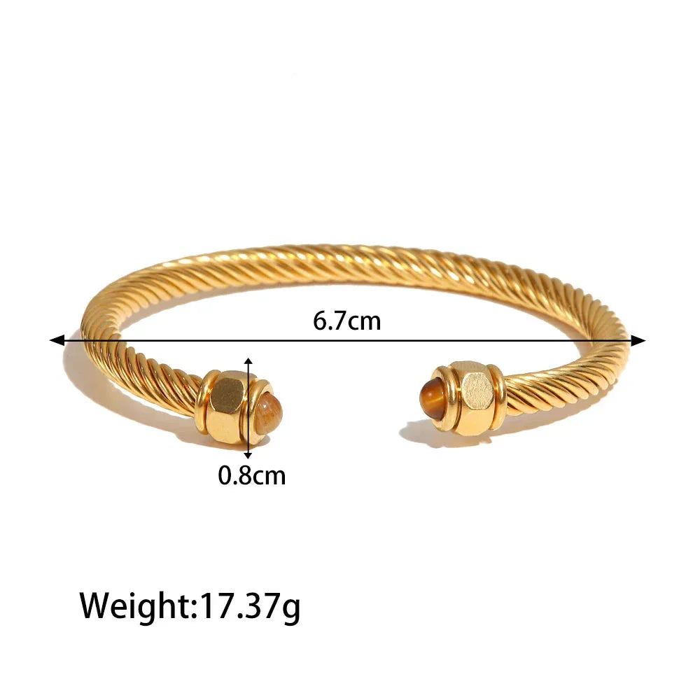 Twisted Gold Bangle Bracelet for Women