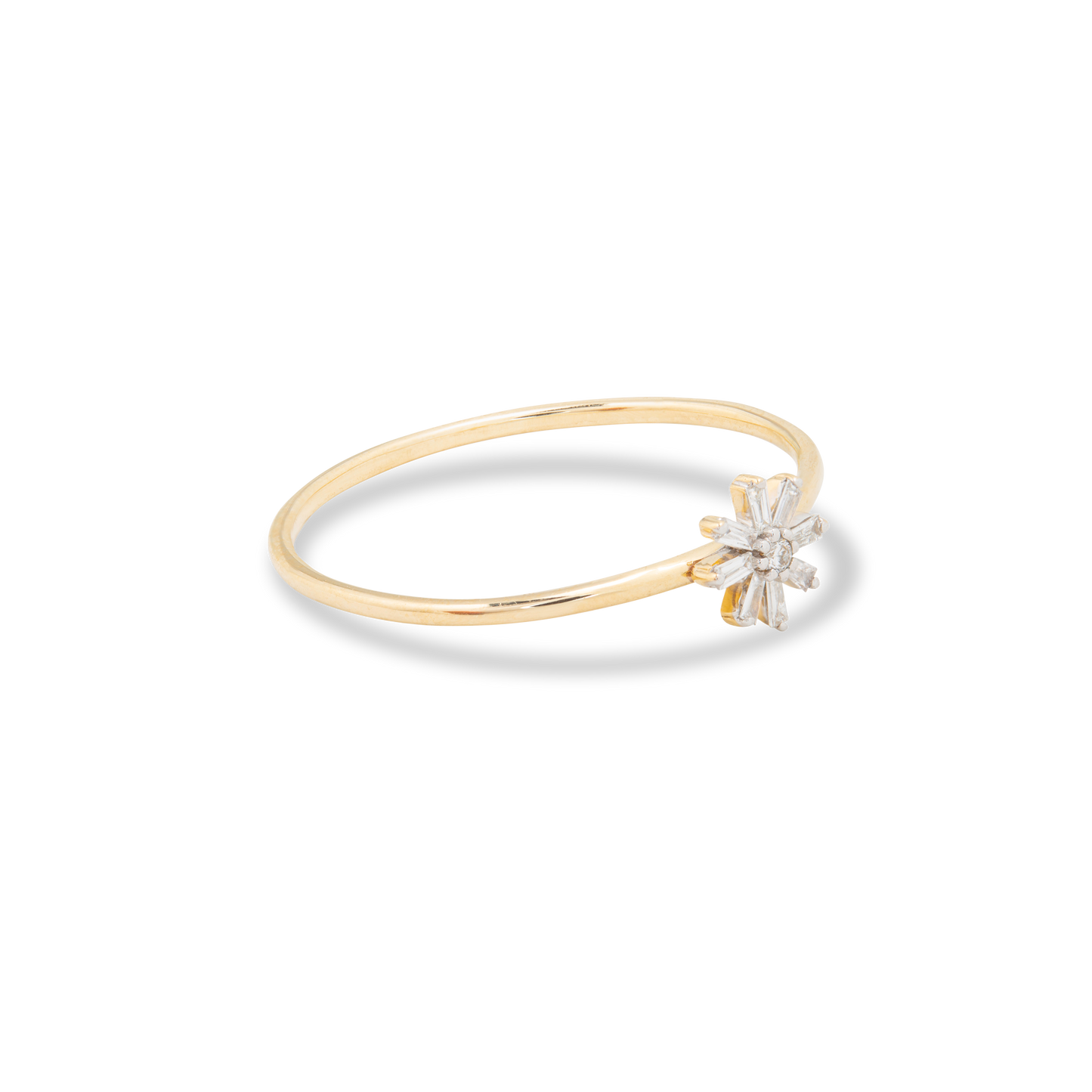 Diamond Flower Baguette Ring in Elegant Design