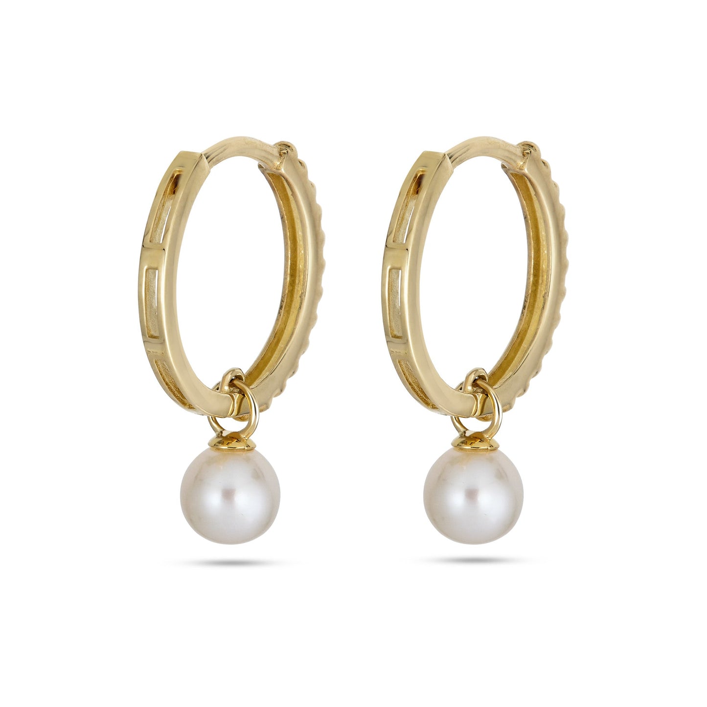 Beaded Pearl Hoop Earrings