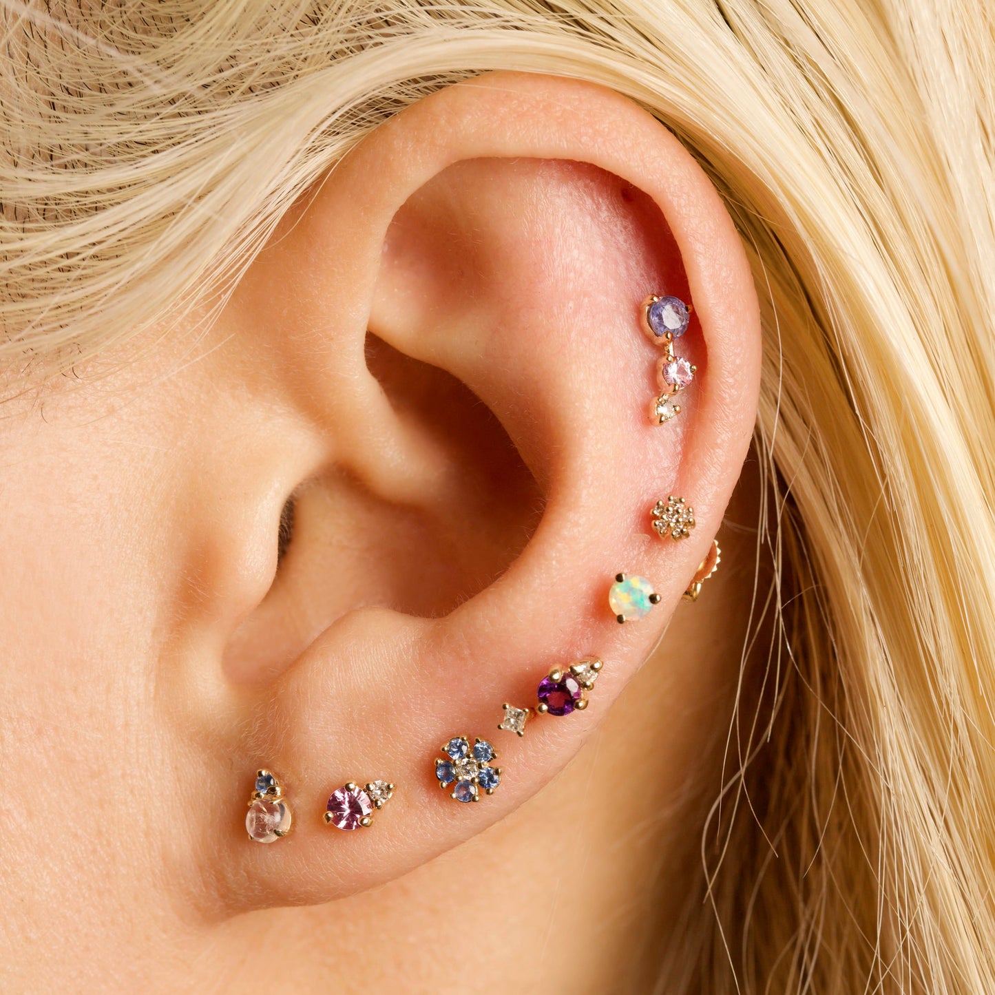 Birthstone and Diamond Stud Earrings for Women