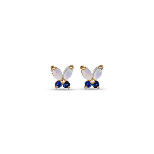 Blue Opal Butterfly Stud Earrings